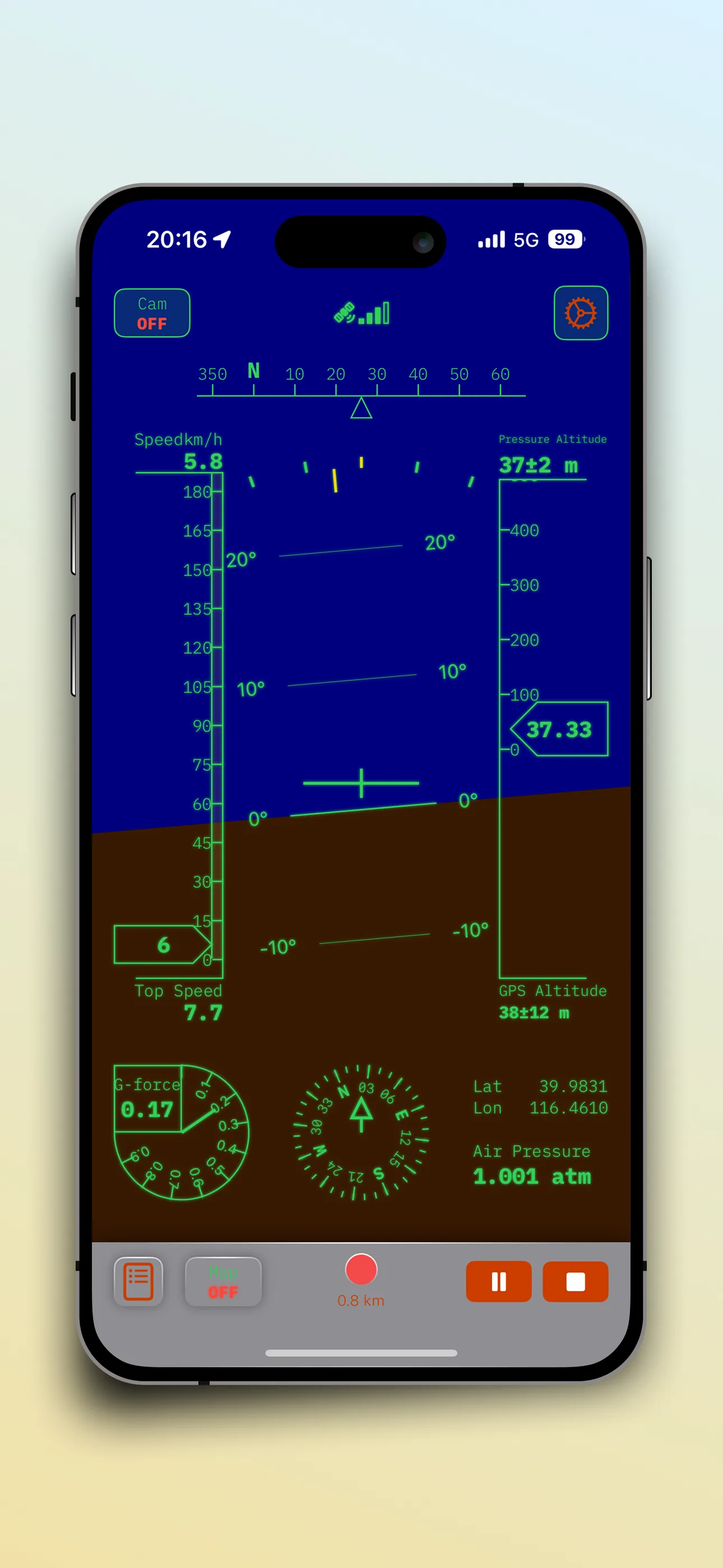 SpeedX – Geschwindigkeitsmesser, Höhenmesser, Barometer & Fahrtenschreiber – Screenshot 10
