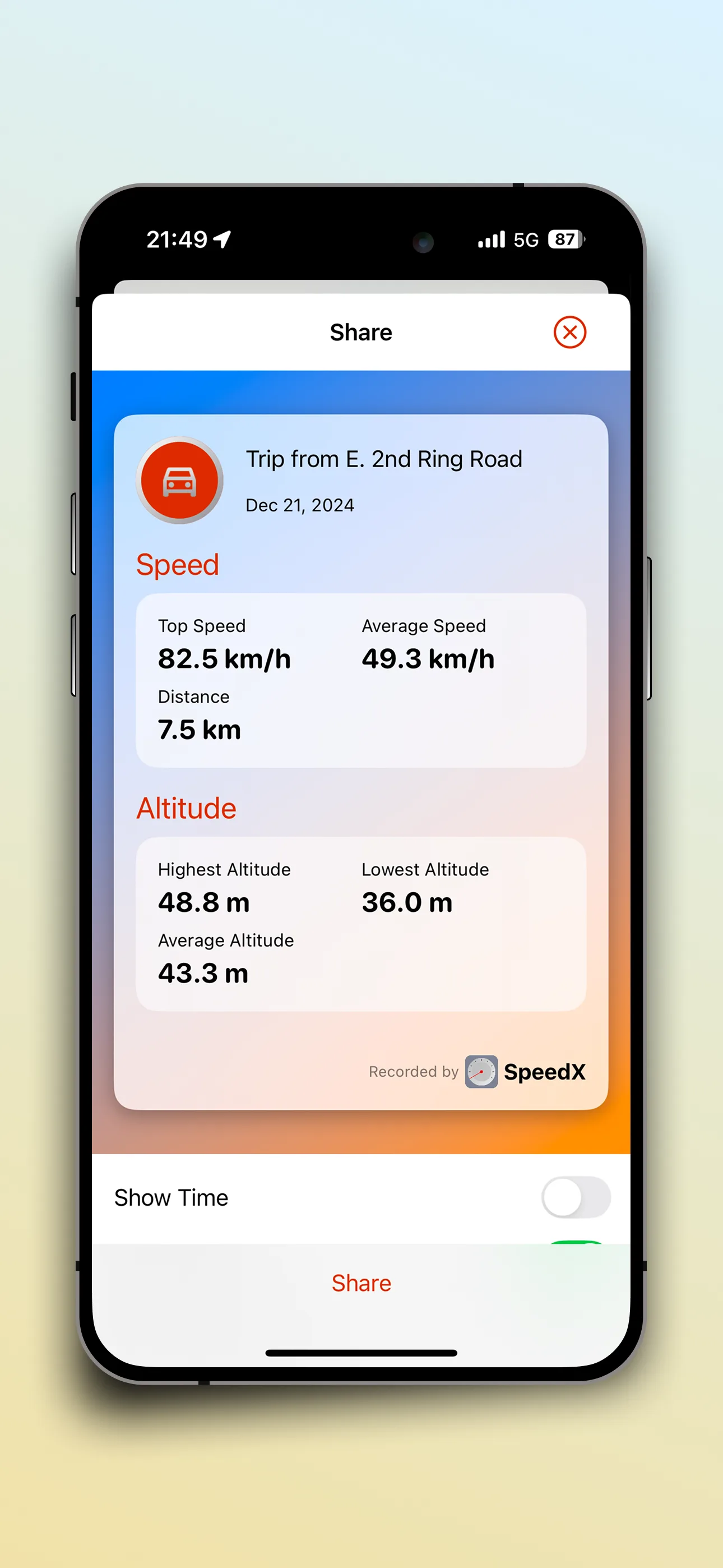 SpeedX – Geschwindigkeitsmesser, Höhenmesser, Barometer & Fahrtenschreiber – Screenshot 6