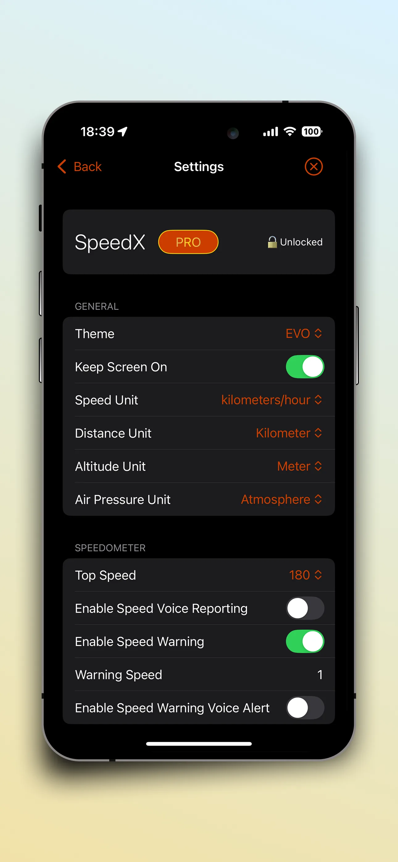 SpeedX – Geschwindigkeitsmesser, Höhenmesser, Barometer & Fahrtenschreiber – Screenshot 7